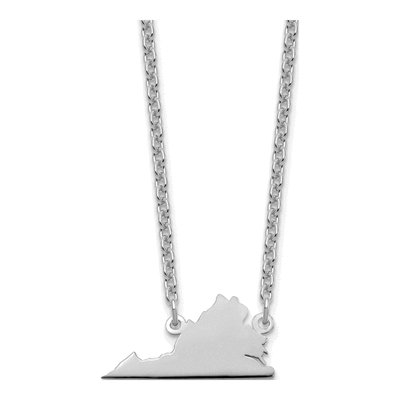 Sterling Silver Virginia State Pendant Necklace