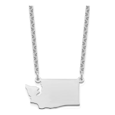 Sterling Silver Washington State Pendant Necklace