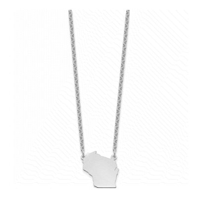 Sterling Silver Wisconsin State Pendant Necklace – view 2