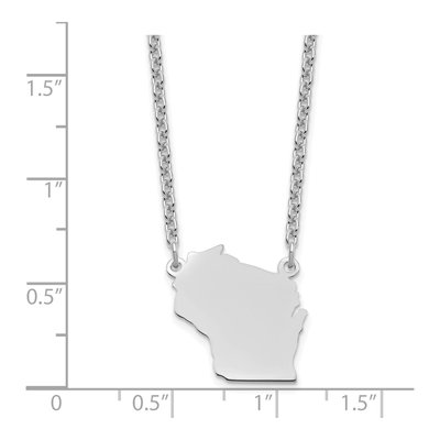 Sterling Silver Wisconsin State Pendant Necklace – view 3