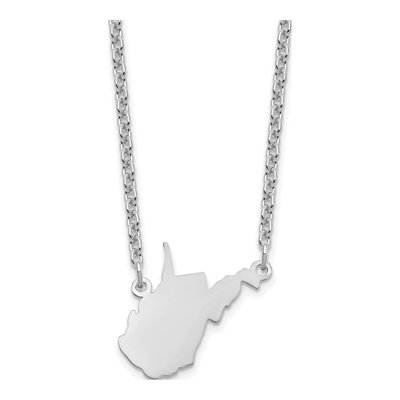 Sterling Silver West Virginia State Pendant Necklace