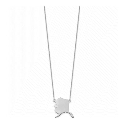 14K White Gold Alaska State Pendant Necklace – view 2
