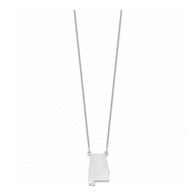 14K White Gold Alabama State Pendant Necklace – view 2