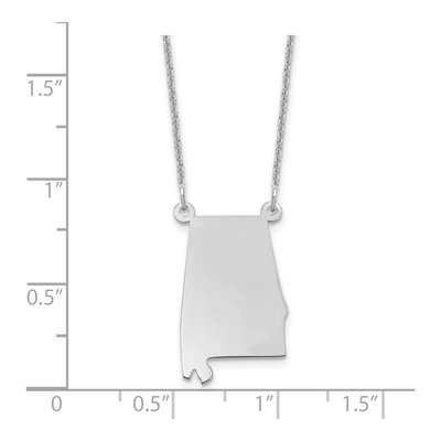 14K White Gold Alabama State Pendant Necklace – view 3