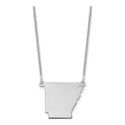 14K White Gold Arkansas State Pendant Necklace