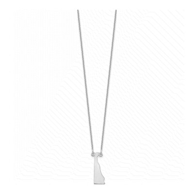 14K White Gold Delaware State Pendant Necklace – view 2