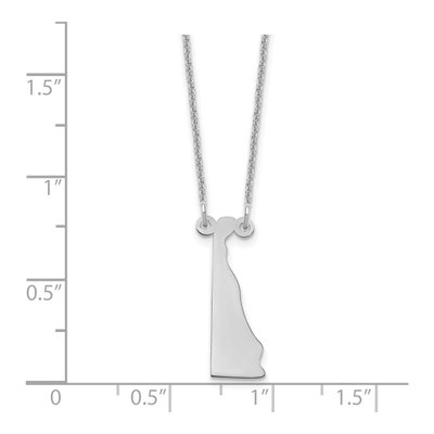 14K White Gold Delaware State Pendant Necklace – view 3