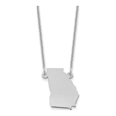 14K White Gold Georgia State Pendant Necklace