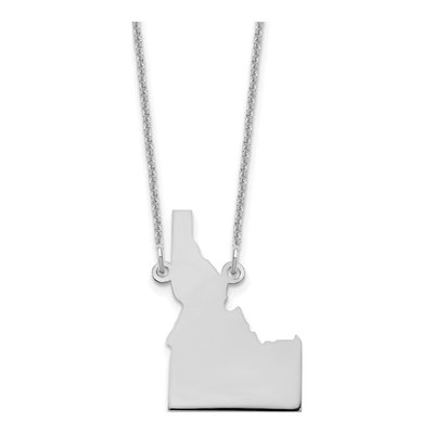 14K White Gold Idaho State Pendant Necklace