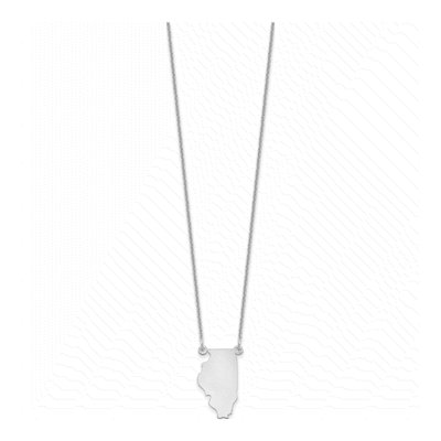 14K White Gold Illinois State Pendant Necklace – view 2