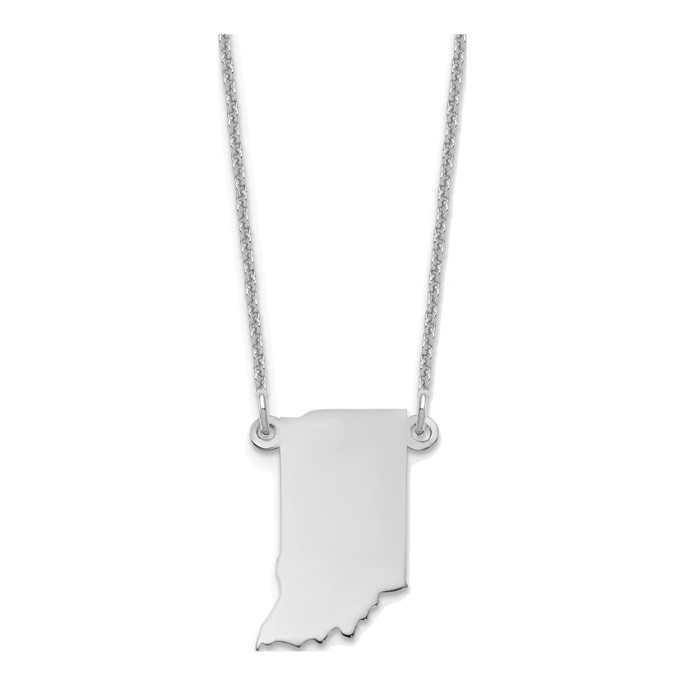 14K White Gold Indiana State Pendant Necklace
