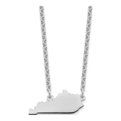 14K White Gold Kentucky State Pendant Necklace