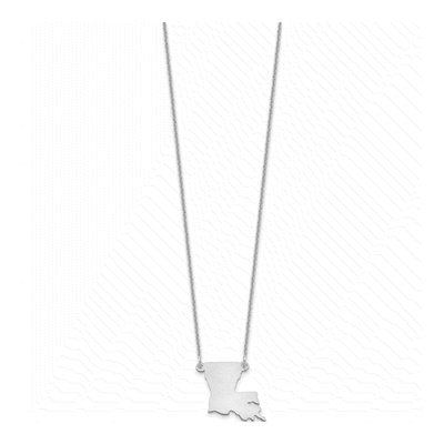 14K White Gold Louisiana State Pendant Necklace – view 2