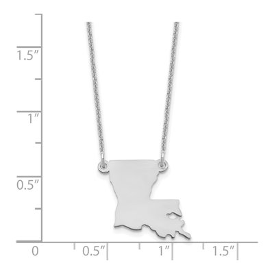 14K White Gold Louisiana State Pendant Necklace – view 3