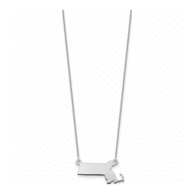 14K White Gold Massachusetts State Pendant Necklace – view 2