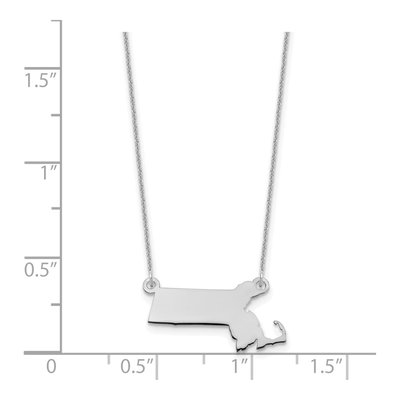 14K White Gold Massachusetts State Pendant Necklace – view 3