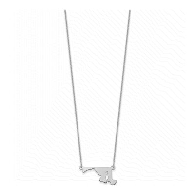14K White Gold Maryland State Pendant Necklace – view 2