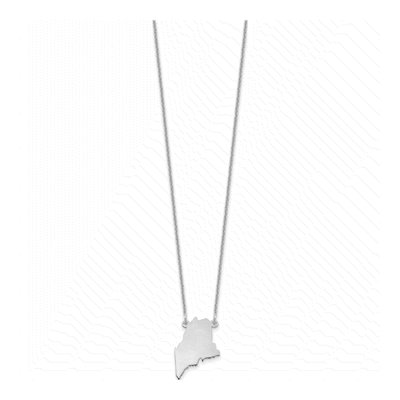 14K White Gold Maine State Pendant Necklace – view 2