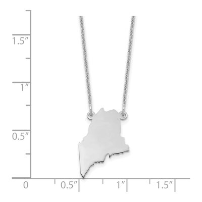 14K White Gold Maine State Pendant Necklace – view 3