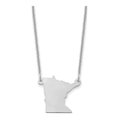 14K White Gold Minnesota State Pendant Necklace