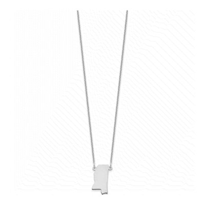 14K White Gold Mississippi State Pendant Necklace – view 2