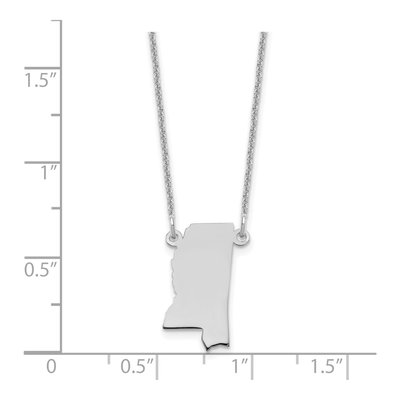 14K White Gold Mississippi State Pendant Necklace – view 3