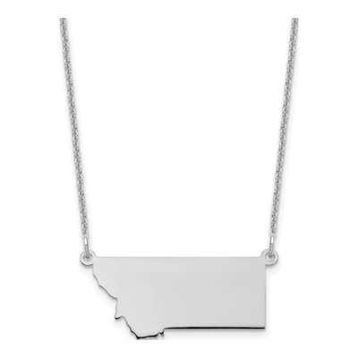 14K White Gold Montana State Pendant Necklace
