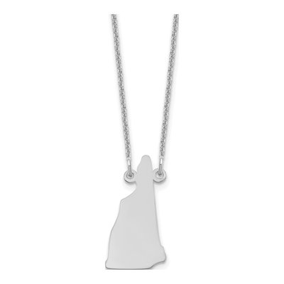 14K White Gold Hampshire State Pendant Necklace