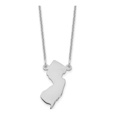 14K White Gold Jersey State Pendant Necklace