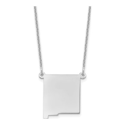 14K White Gold Mexico State Pendant Necklace