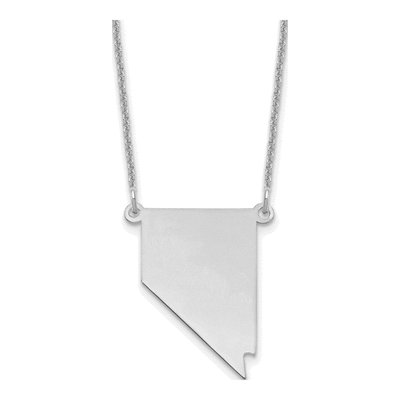 14K White Gold Nevada State Pendant Necklace