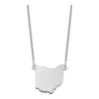 14K White Gold Ohio State Pendant Necklace