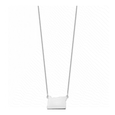 14K White Gold Oregon State Pendant Necklace – view 2