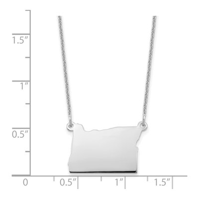 14K White Gold Oregon State Pendant Necklace – view 3