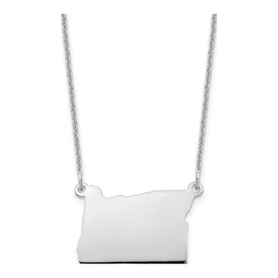 14K White Gold Oregon State Pendant Necklace