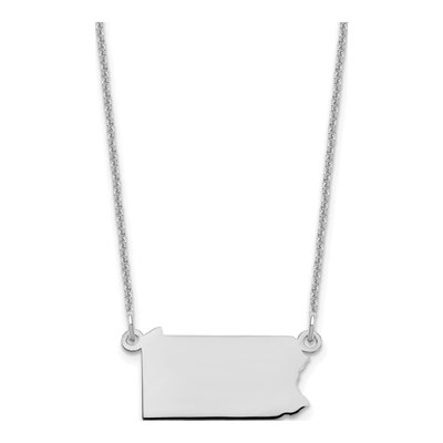 14K White Gold Pennsylvania State Pendant Necklace