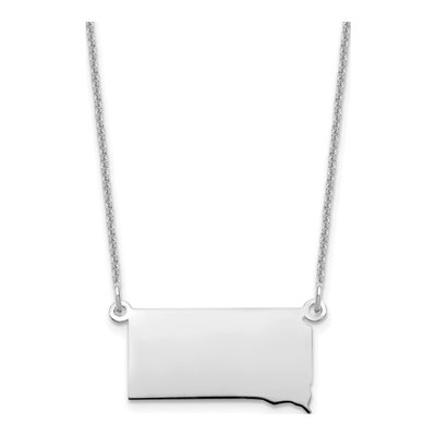 14K White Gold South Dakota State Pendant Necklace