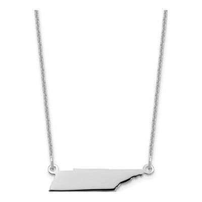 14K White Gold Tennessee State Pendant Necklace
