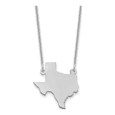 14K White Gold Texas State Pendant Necklace