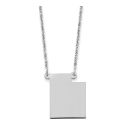 14K White Gold Utah State Pendant Necklace