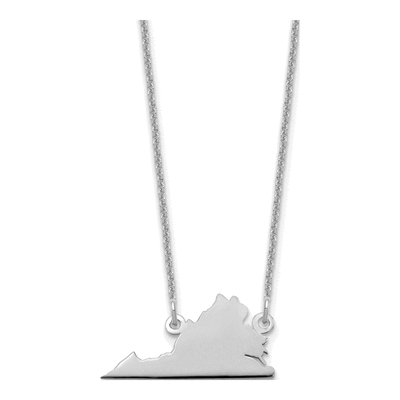 14K White Gold Virginia State Pendant Necklace