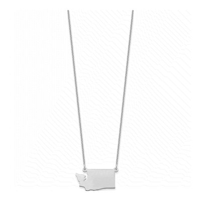 14K White Gold Washington State Pendant Necklace – view 2