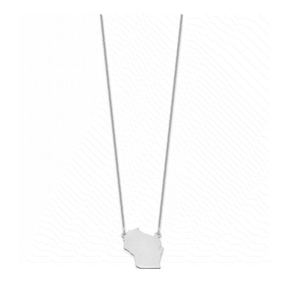 14K White Gold Wisconsin State Pendant Necklace – view 2