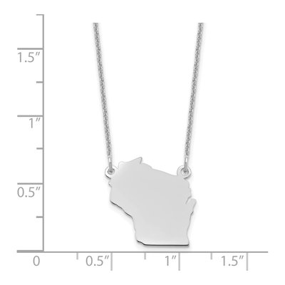 14K White Gold Wisconsin State Pendant Necklace – view 3
