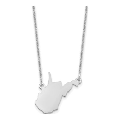 14K White Gold Wisconsin State Pendant Necklace