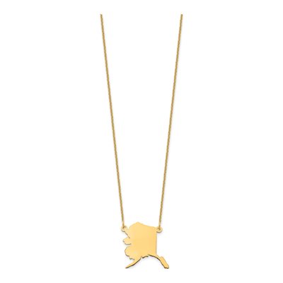 14K Yellow Gold Alaska State Pendant Necklace – view 2