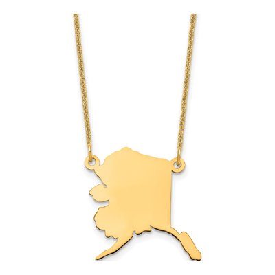 14K Yellow Gold Alaska State Pendant Necklace