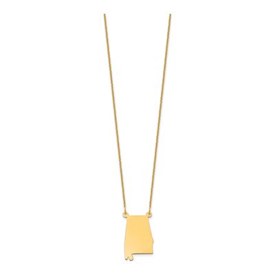 14K Yellow Gold Alabama State Pendant Necklace – view 2