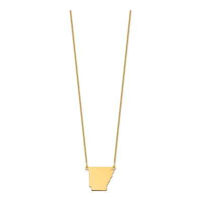14K Yellow Gold Arkansas State Pendant Necklace – view 2
