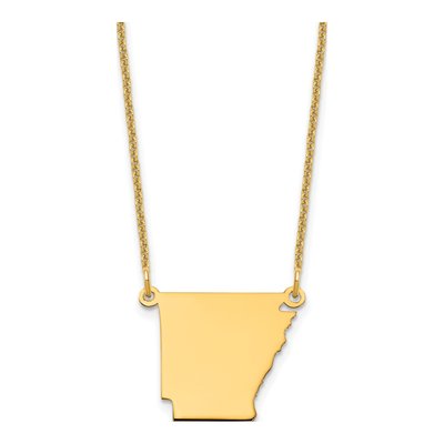 14K Yellow Gold Arkansas State Pendant Necklace